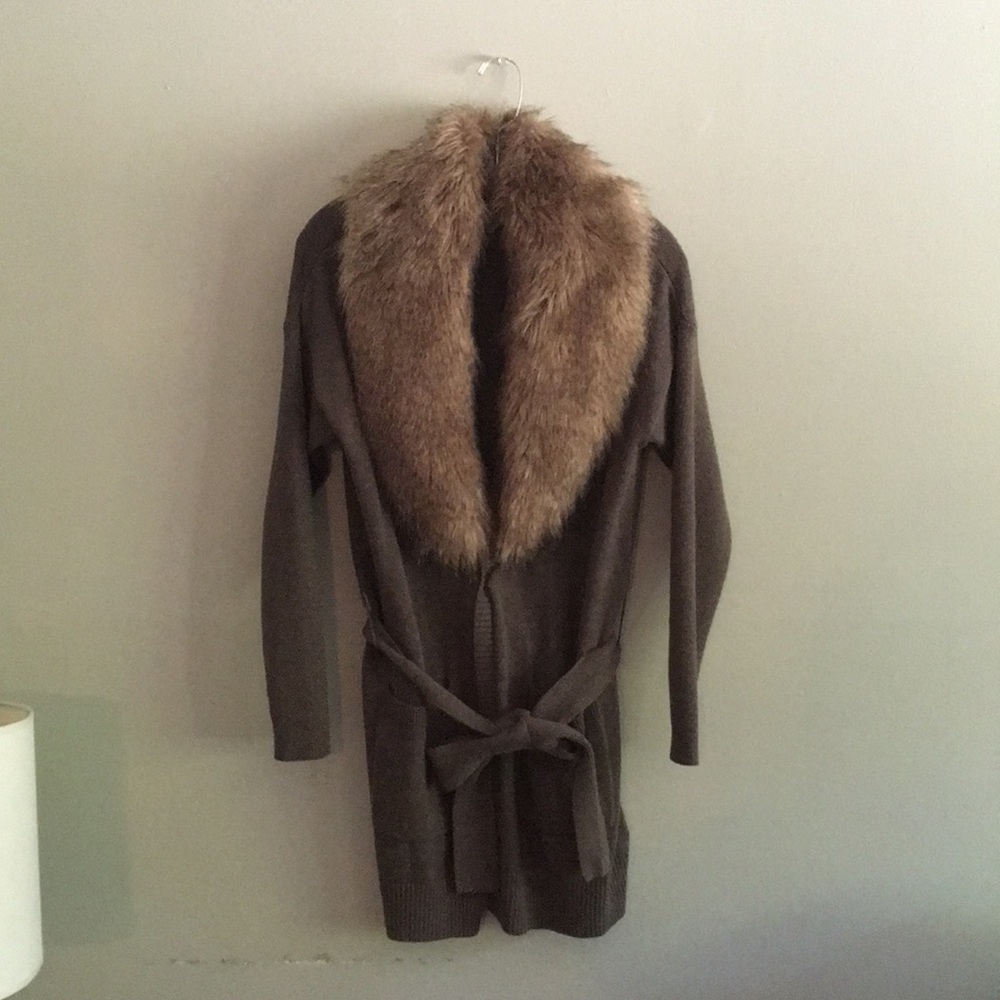 EUC faux fur cardigan